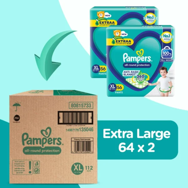 Pampers All Round Protection Pant Style Baby Diapers, Extra Large 112 Count - Image 4