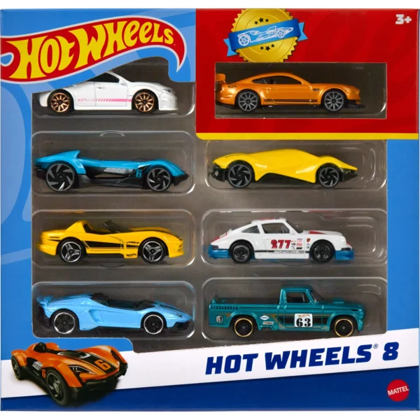 Hot Wheels Set of 8 Basic Toy Cars & Trucks in 1:64 Scale Including 1 Exclusive Car, Styles May Vary ( Walmart )