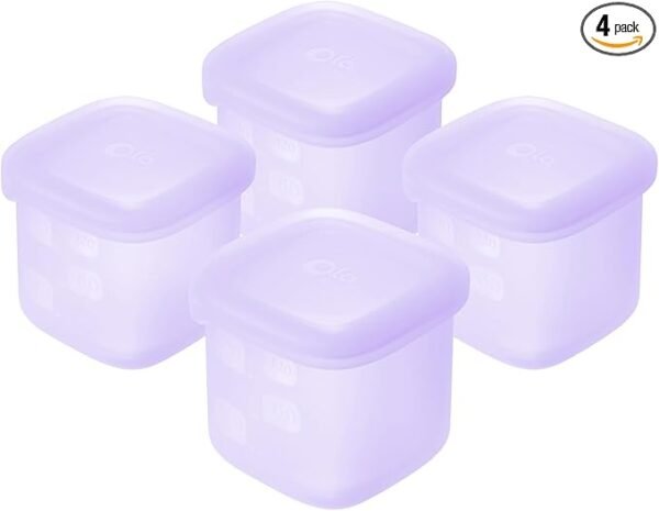 Olababy Clear Sense Silicone Storage Containers 4pk for Baby Food, Snacks, Formula, Puree, Sauce & More | Micro Plastic & BPA-Free | Daycare Essentials for Toddlers and Kids (Lilac, 4 oz / 120 ml)( Amazon )