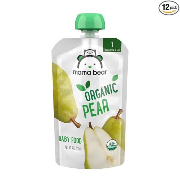 Amazon Brand - Mama Bear Organic Baby Food, Stage 1, Pear, 4 ounce (Pack of 12) ( Amazon )