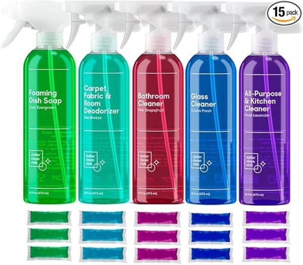 Complete Home Cleaning 15 Pack Kit, Kitchen, Bathroom, Carpet, Dish, and Glass Cleaner Refills ( Amazon )