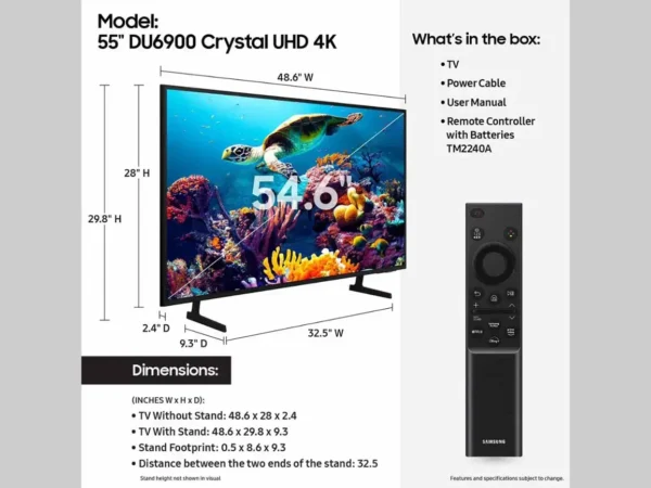 Samsung - 55” Class DU6900 Series Crystal UHD 4K Smart Tizen TV ( Bestbuy ) - Image 4