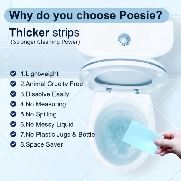 Poesie Toilet Bowl Cleaner Strips Fresh Scent Liquid Free Toilet Clean Plastic Free 72 Sheets ( Walmart ) - Image 4