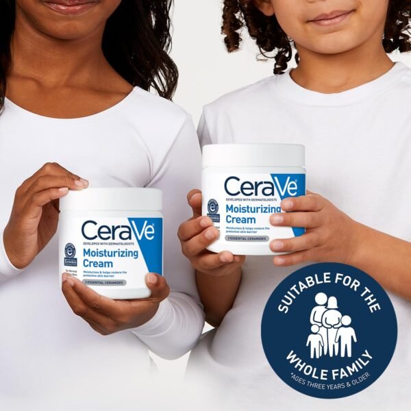 CeraVe Moisturizing Cream, Body and Face Moisturizer for Dry Skin, Body Cream with Hyaluronic Acid and Ceramides, Daily Moisturizer, Oil-Free, Fragrance Free, Non-Comedogenic, 19 Ounce - Image 5