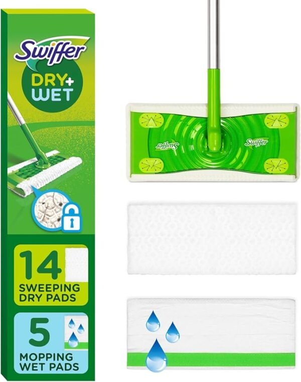 Swiffer Sweeper 2-in-1 Dry + Wet Floor Mopping and Sweeping Kit, Multi-Surface Kit for Floor Cleaning, Kit Includes 1 Sweeper, 14 Dry Sweeping Cloths, 5 Wet Mopping Cloths( Target )