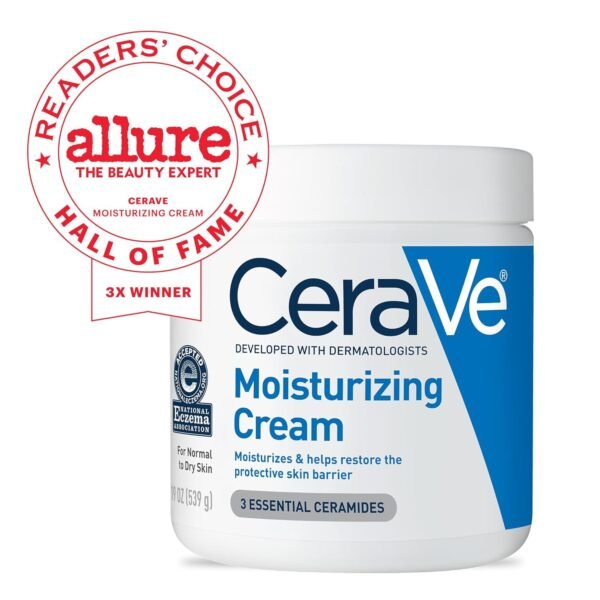 CeraVe Moisturizing Cream, Body and Face Moisturizer for Dry Skin, Body Cream with Hyaluronic Acid and Ceramides, Daily Moisturizer, Oil-Free, Fragrance Free, Non-Comedogenic, 19 Ounce - Image 2