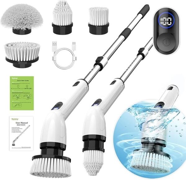 TUYU Electric Spin Scrubber, Full-Body IPX7 Waterproof Bathroom Scrubber with Power LCD Display, Adjustable Extension Handle, Cordless Shower Cleaner Brush for Bathtub Kitchen Wall Cleaning( Amazon )