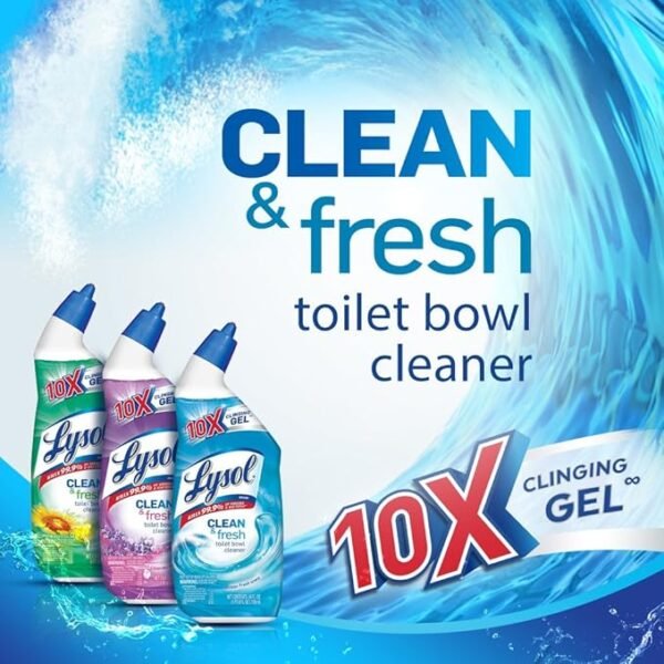 Lysol Toilet Bowl Cleaner Gel, For Cleaning and Disinfecting, Stain Removal, Forest Rain Scent, 24oz (Pack of 4)( Amazon ) - Image 3