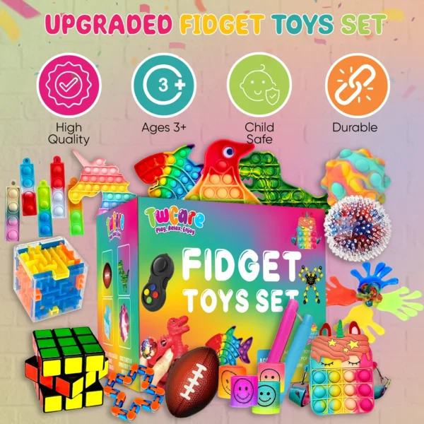 120 Pack Fidget Toys Set,Pop Sensory Party Favors Gifts for Kid Adult Boy Girl ADHD Autism Stress Relief Stocking Stuffers Autistic Bulk Goodie Bag Pinata Filler Treasure Box Classroom Prizes School( Walmart )