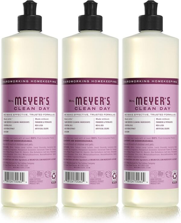 MRS. MEYER'S CLEAN DAY Liquid Dish Soap, Biodegradable Formula, Peony, 16 Fl. Oz - Pack of 3 ( Amazon ) - Image 2