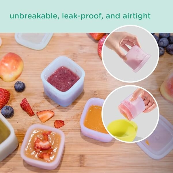 Olababy Clear Sense Silicone Storage Containers 4pk for Baby Food, Snacks, Formula, Puree, Sauce & More | Micro Plastic & BPA-Free | Daycare Essentials for Toddlers and Kids (Lilac, 4 oz / 120 ml)( Amazon ) - Image 3