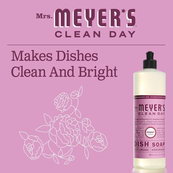 MRS. MEYER'S CLEAN DAY Liquid Dish Soap, Biodegradable Formula, Peony, 16 Fl. Oz - Pack of 3 ( Amazon ) - Image 5