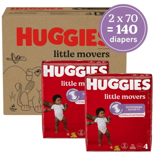 Huggies Little Movers Baby Diapers, Size 4 (22-37 lbs), 140 Ct (Select for More) - Image 3