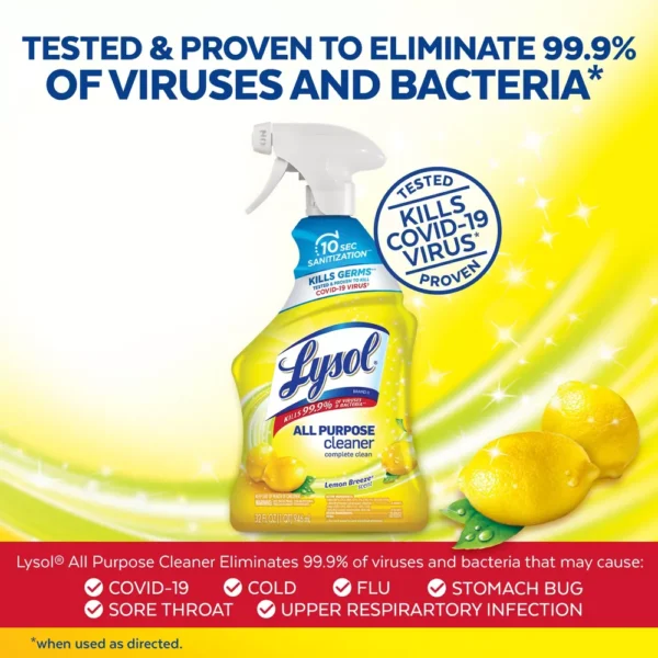 Lysol Lemon Breeze Scented All Purpose Cleaner & Disinfectant Spray - 32oz  ( Target ) - Image 3