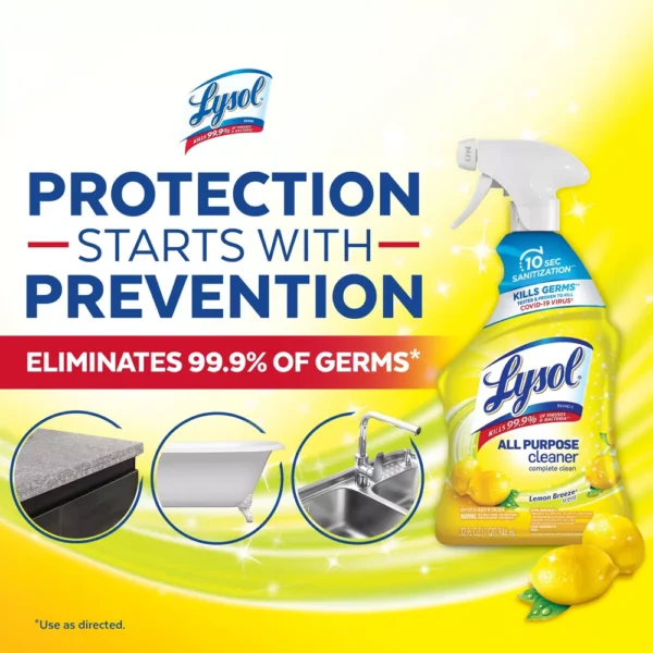 Lysol Lemon Breeze Scented All Purpose Cleaner & Disinfectant Spray - 32oz  ( Target ) - Image 5