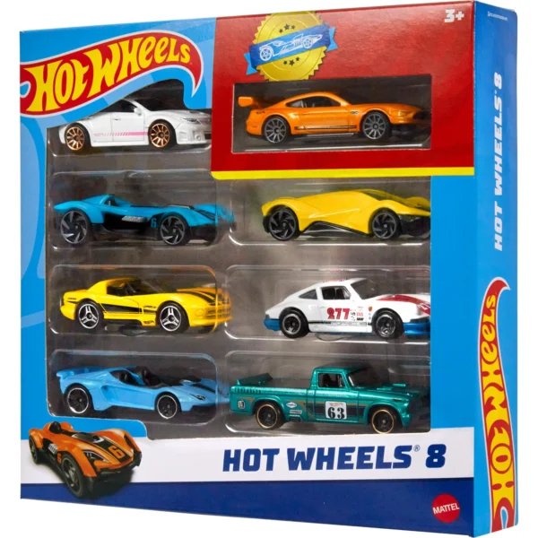 Hot Wheels Set of 8 Basic Toy Cars & Trucks in 1:64 Scale Including 1 Exclusive Car, Styles May Vary ( Walmart ) - Image 2