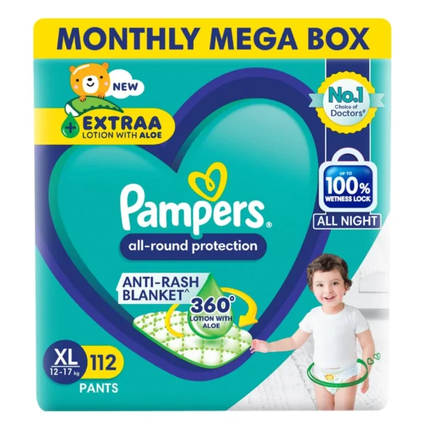 Pampers All Round Protection Pant Style Baby Diapers, Extra Large 112 Count - Image 2