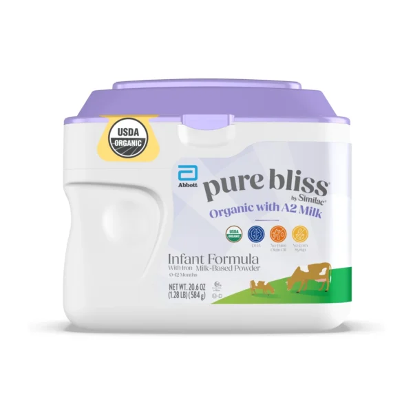 Pure Bliss by Similac Organic with A2 Milk Baby Formula Powder, 20.6-oz Tub( Earthsbest )