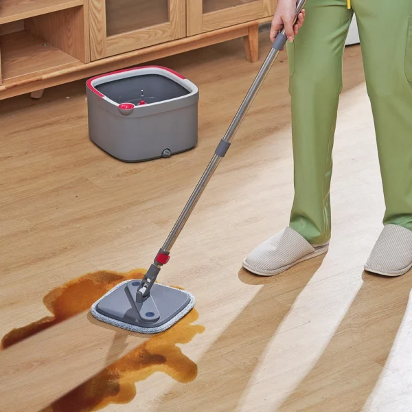 True & Tidy True Clean Mop & Bucket System with Silicone Floor Sweeper Deluxe Set - Image 5