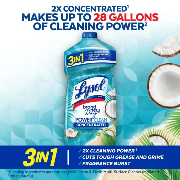 Lysol® Multi-Surface Cleaner - Pourable Brand New Day™ Coconut & Sea Minerals 9/28 oz. ( Walmart ) - Image 3