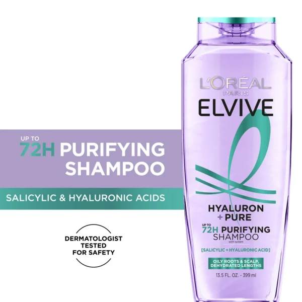 L'Oreal Paris Elvive Hyaluron Pure Moisturizing Sham ( Walmart )poo for Oily Hair, 13.5 fl oz ( Walmart ) - Image 4