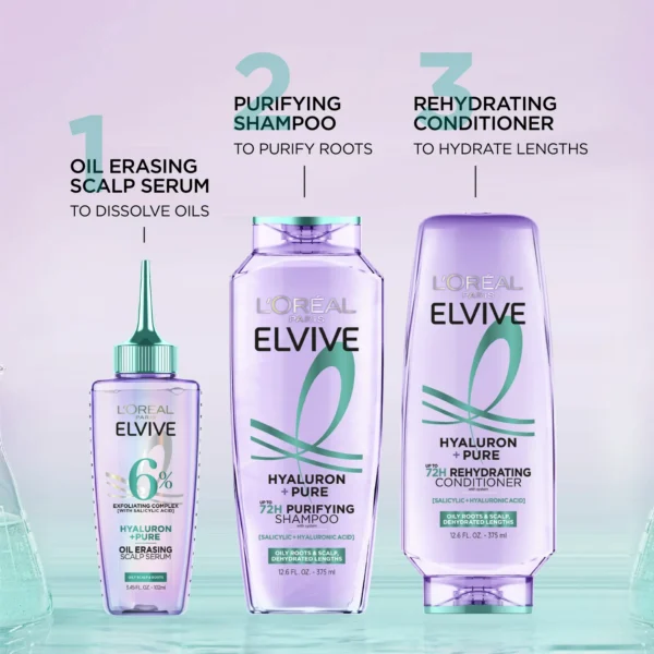 L'Oreal Paris Elvive Hyaluron Pure Moisturizing Sham ( Walmart )poo for Oily Hair, 13.5 fl oz ( Walmart ) - Image 2