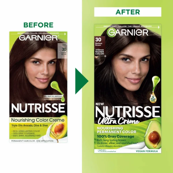 Garnier Nutrisse Nourishing Hair Color Creme, 030 Darkest Brown Sweet Cola  ( Walmart ) - Image 4