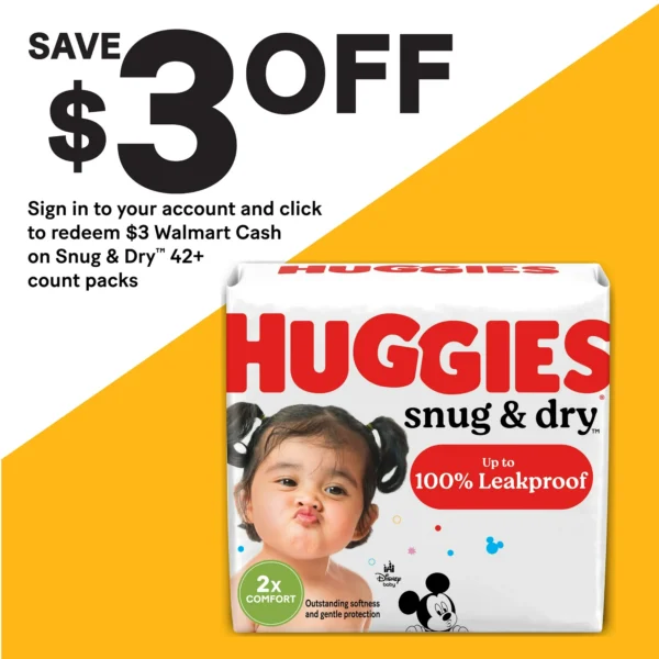 Huggies Snug & Dry Baby Diapers, Size 1 (8-14 lbs), 38 Ct (Select for More Options) - Image 2